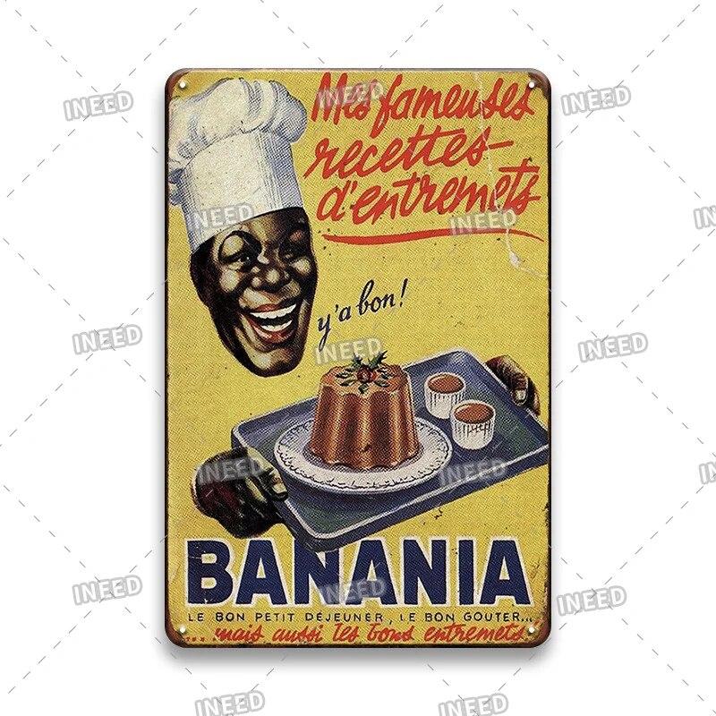 France BANANIA Metal Sign Wall Poser Funny Tin Painting Plaque Retro Vintage Decorative Iron Painting PUB Room Hotel Decor