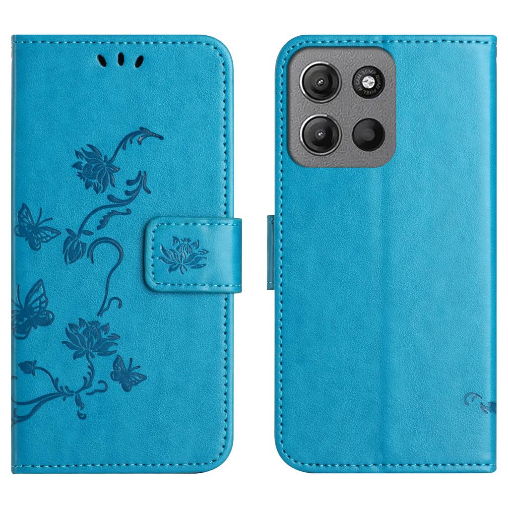 Wallet Stand Case for Motorola Moto G56 5G/G66j 5G/G66y 5G Imprinted Butterfly Flower PU Leather Phone Cover