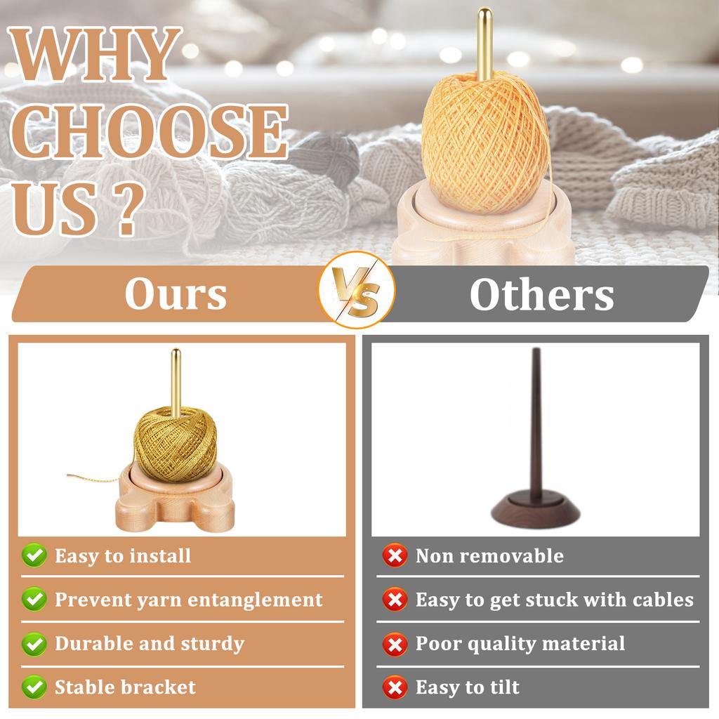 Деревянный держатель-диспенсер для пряжи, портативный, из бука, диспенсер-шпиндель для пряжи, стабильный, прочный, держатель для мотка пряжи для вязания крючком, для рукоделия