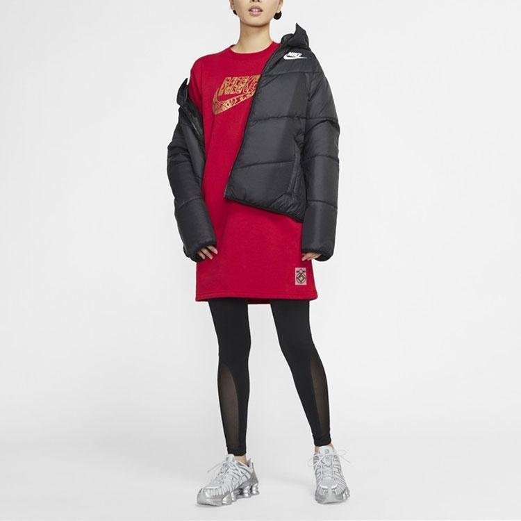 Nike Women's Logo Print Long-Sleeve Dress Red CU3661-687