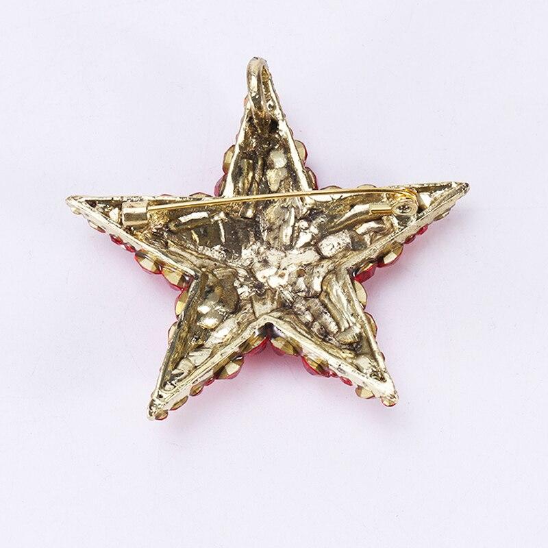 Blucome Christmas Brooch Full Red Five-pointed Star Corsage for Women Kids Sweater Hijab Pins Casual New Year Gifts