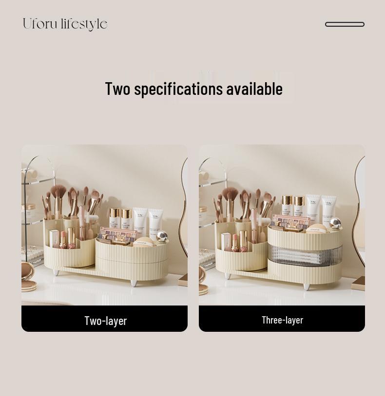 Высококлассный вращающийся настольный органайзер для косметики: Подставка большой вместимости для ухода за кожей, помады и ручек