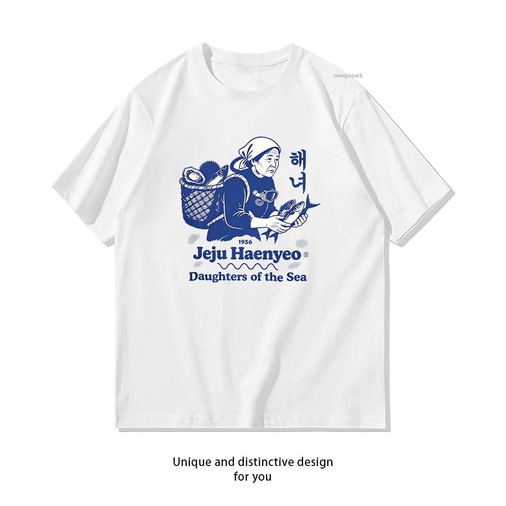 Jeju Island Haenyeo Korean female diver korean outfits korean fashion Shirt Woman Man Summer Cotton Graphic T Shirts Classic