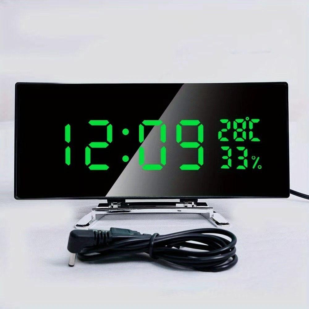 Curved Screen Digital Alarm Clock Large Table Clock Multi-function Desk Clock  Table Use
