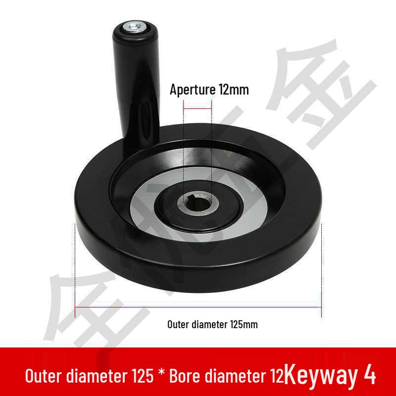 Bakelite Round Handwheel Handle with Inner Wave Pattern, Set Screw, 63mm Rotation, 8mm Shaft, Machine Tool Accessory.