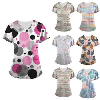 Женский топ с короткими рукавами и v-образным вырезом с карманом и принтом Love ко Дню святого Валентина