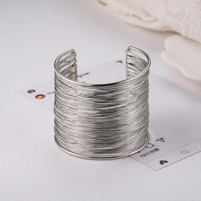 Винтажные Панк Многослойные Широкие Металлические Браслеты-Манжеты на Запястье для Женщин Преувеличенные Золотой Серебряный Цвет Металлический Браслет Женские Модные Украшения