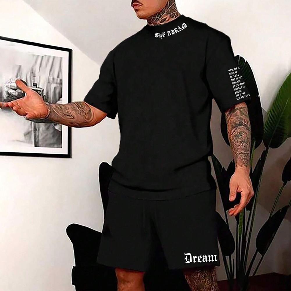 Летний модный мужской комплект в стиле Y2K, очень большой мужской свободный топ, освежающий и дышащий комплект для путешествий и отдыха