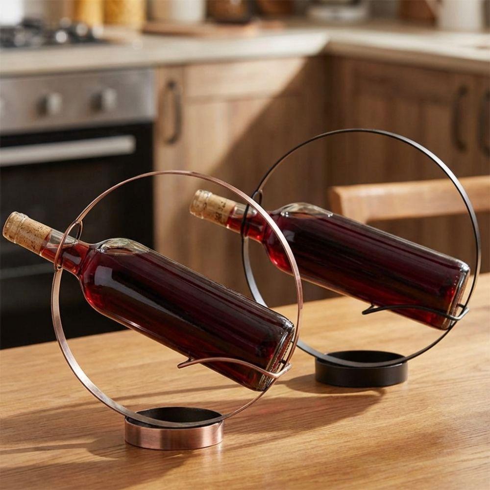 Freestanding Iron Round Wine Rack Single Red Wine Display Rack Modern Wine Bottle Rack Restaurant