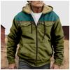 Мужская зимняя флисовая толстовка с капюшоном на молнии с накладным карманом, повседневная куртка