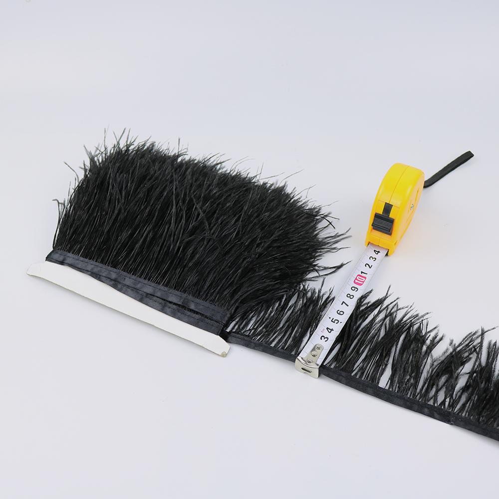 1meter 8 -10cm White Ostrich Feather Trims Natural Black Ostrich Feather For Craft Ribbon Fringe Skirt Party Clothing Plume Decor
