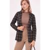 Women's Mink Single-Breasted Plaid Jacket