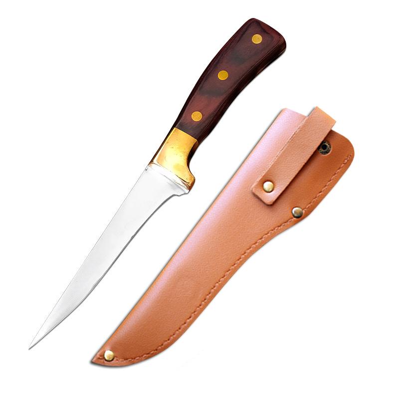 Нож для разделки мяса из нержавеющей стали, кухонный нож для мяса с деревянной ручкой, нож для сырой рыбы, нож для мясника, кухонный нож