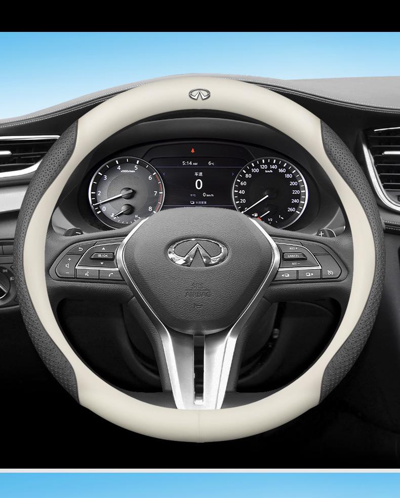 Чехол на руль из натуральной кожи для Infiniti: Подходит для QX50, QX60, QX80, Q50, Q70L, Q50L, FX3 - Все сезоны