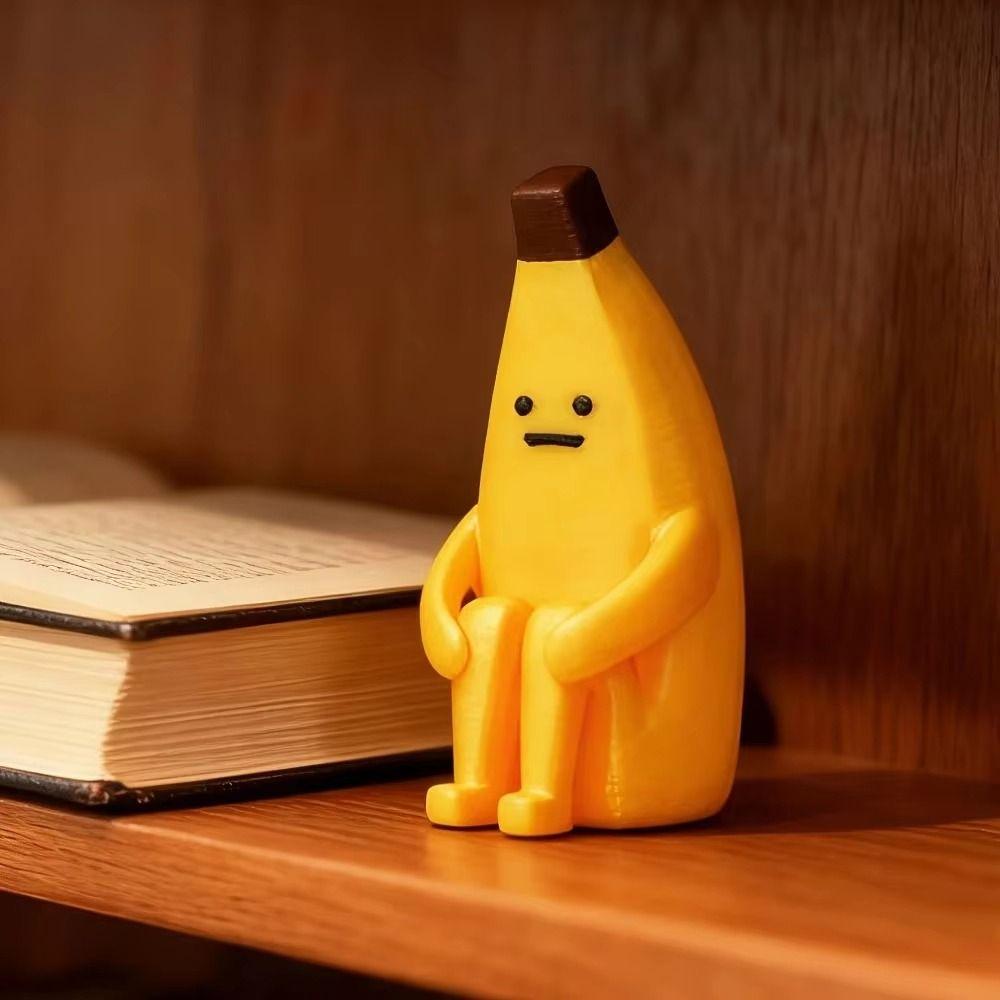 Кавайный материал PLA Тревожный Банан Украшения Желтый DIY Декор Мини Модель Настольные Фигурки Бананов Статуэтка Домашний Декор
