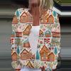 Women's Fashion Christmas Printed Long Sleeve Knitted Cardigan Button Down Jacket