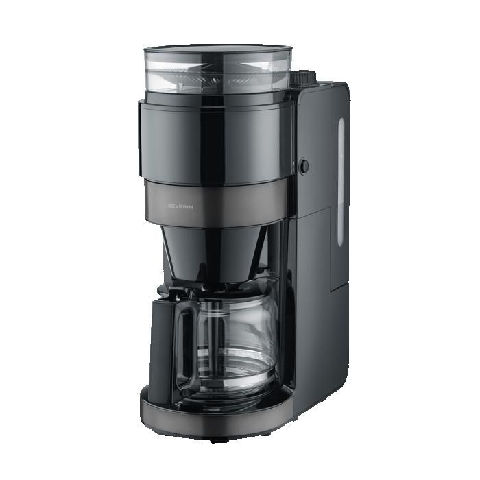 Cafetière filtre avec broyeur SEVERIN - KA4830 AromaOne, 10 tasses, 3 intensités, écran tactile LED, dark inox noir