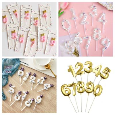 Ретро Розовые Мультяшные Свечи-Цифры для Тортов на День Рождения (0-9) с дизайном в виде шоколадной глазури