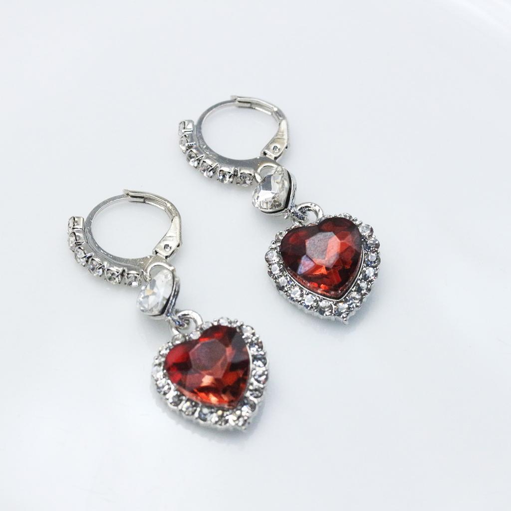 Серьги-подвески в форме сердца, инкрустированные красным кристаллом, серьги-капли из сплава, идеальные женские украшения для женщин, на каждый день и для вечеринок