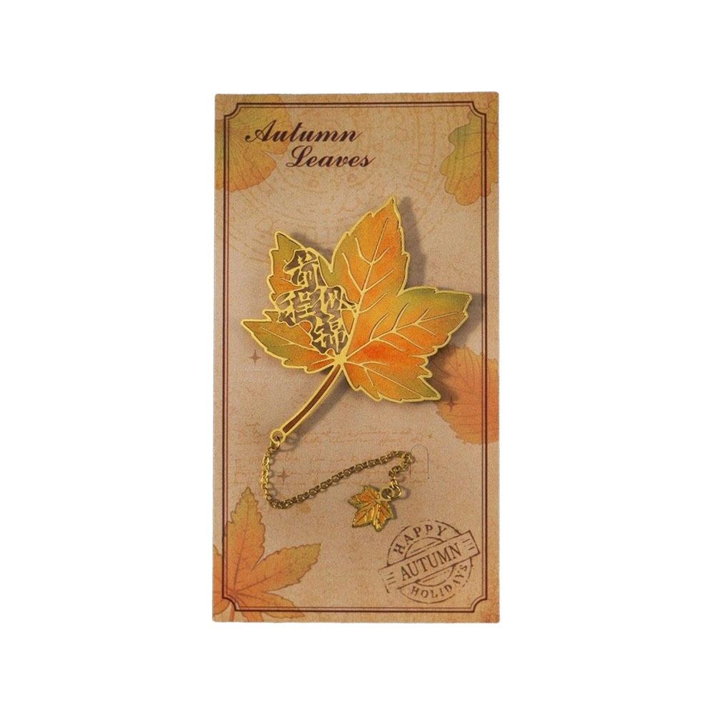 Apricot Leaf Metal Ruler Bookmarks Maple Leaf Pagination Mark Book Marking  Reading Accessory