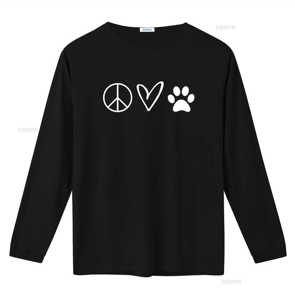 Funny Peace Sign Heart Paw Print Womens T Shirt Sarcastic Joke Black vintage Washed Casual Versatile Stylish streetwear