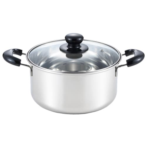 Yoshikawa CookLook II SJ2185, 22cm, Induction Compatible, Silver Stainless Steel Deep Pot, Made in Japan