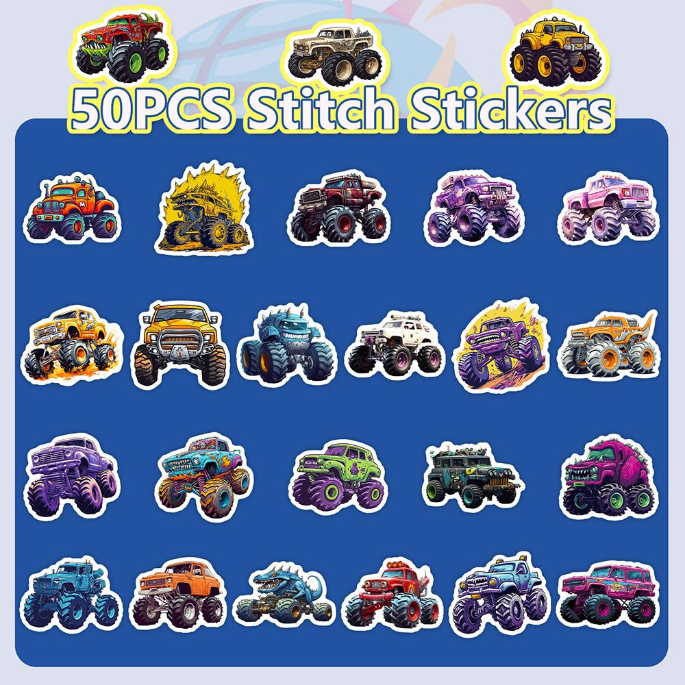 10/30/50 шт. Monster Truck, мультяшные наклейки для автомобиля, сделай сам, ноутбук, чемодан, скейтборд, граффити, наклейки, забавные для детей игрушки, подарок