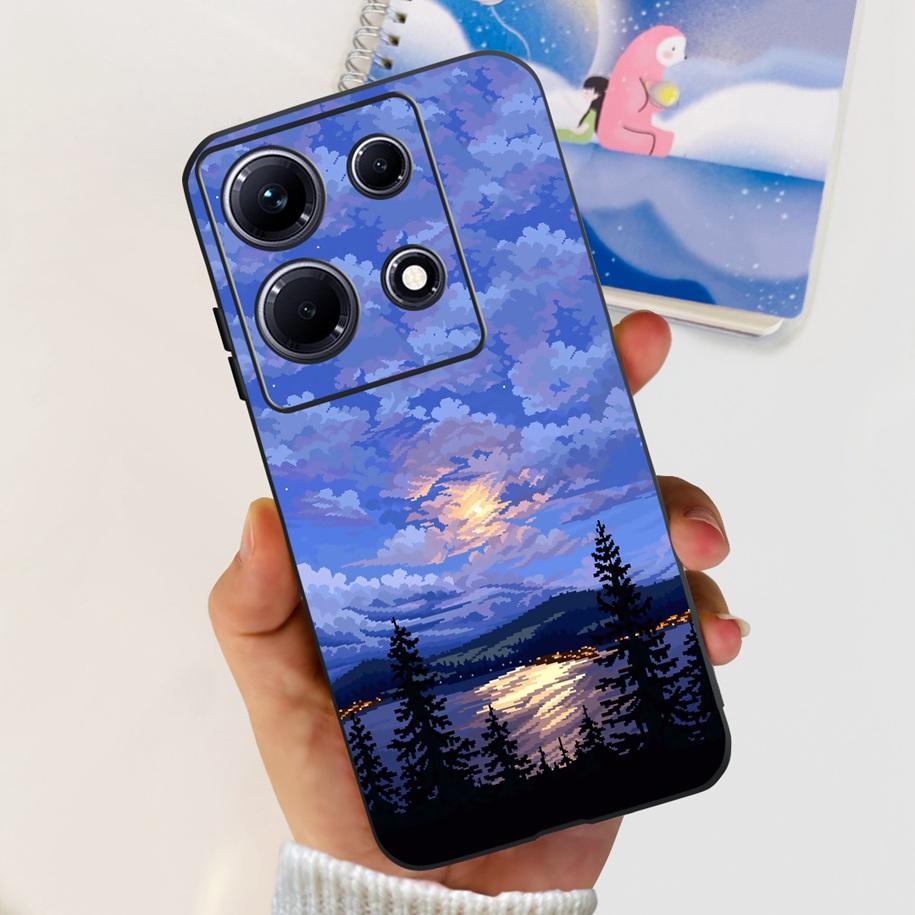 For Infinix Note 30i Case Stylish Flower Black TPU Shockproof Bumper For Infinix Note 30 Pro X678B Phone Cover Note 30 5G Fundas