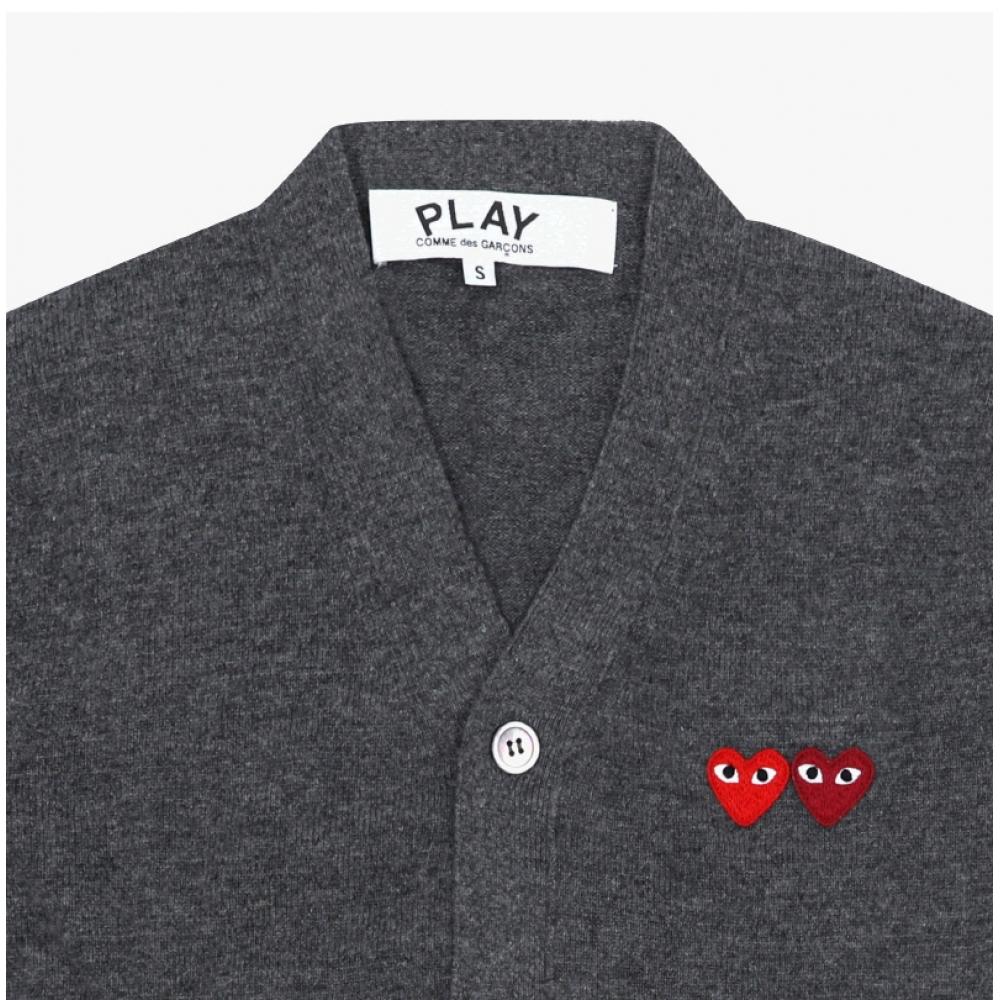 Comme Des Garçons Play Двойной Красное Сердце Кардиган с V-образным вырезом Ax N058 051