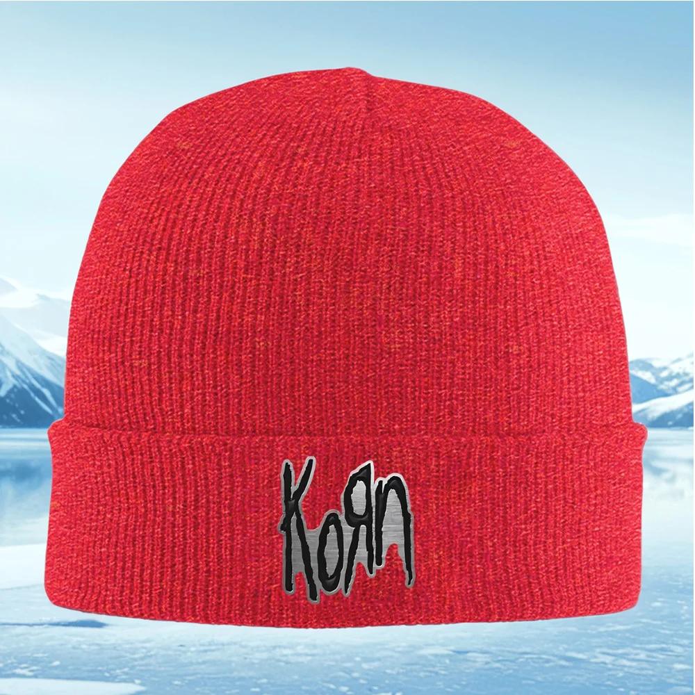Korn metal band logo black outline Unisex Women Unisex Knitted Hat Beanie Pullover Cap Winter Thermal Warm Christmas Outdoor C