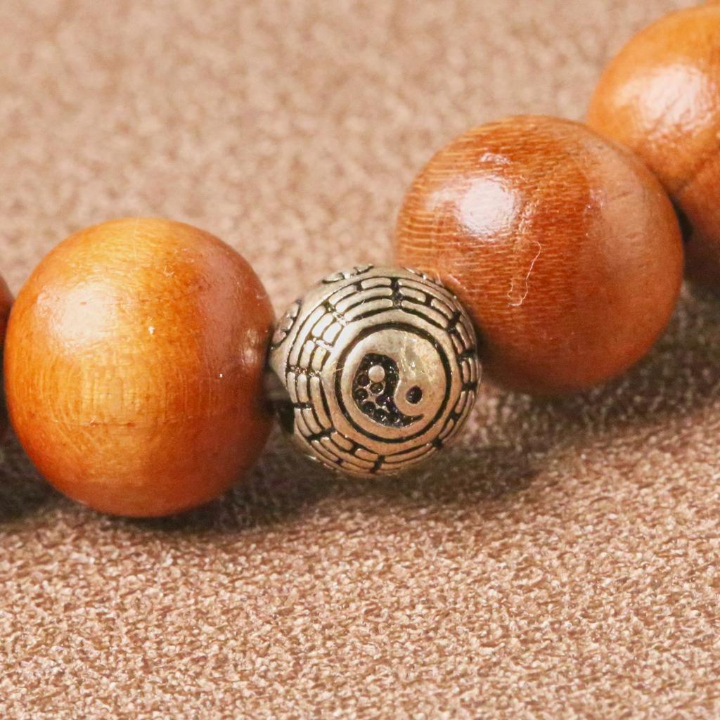 Peach Wood Buddhist Bead Bracelet: Men's and Women's Amulet with Cinnabar Rosary Beads