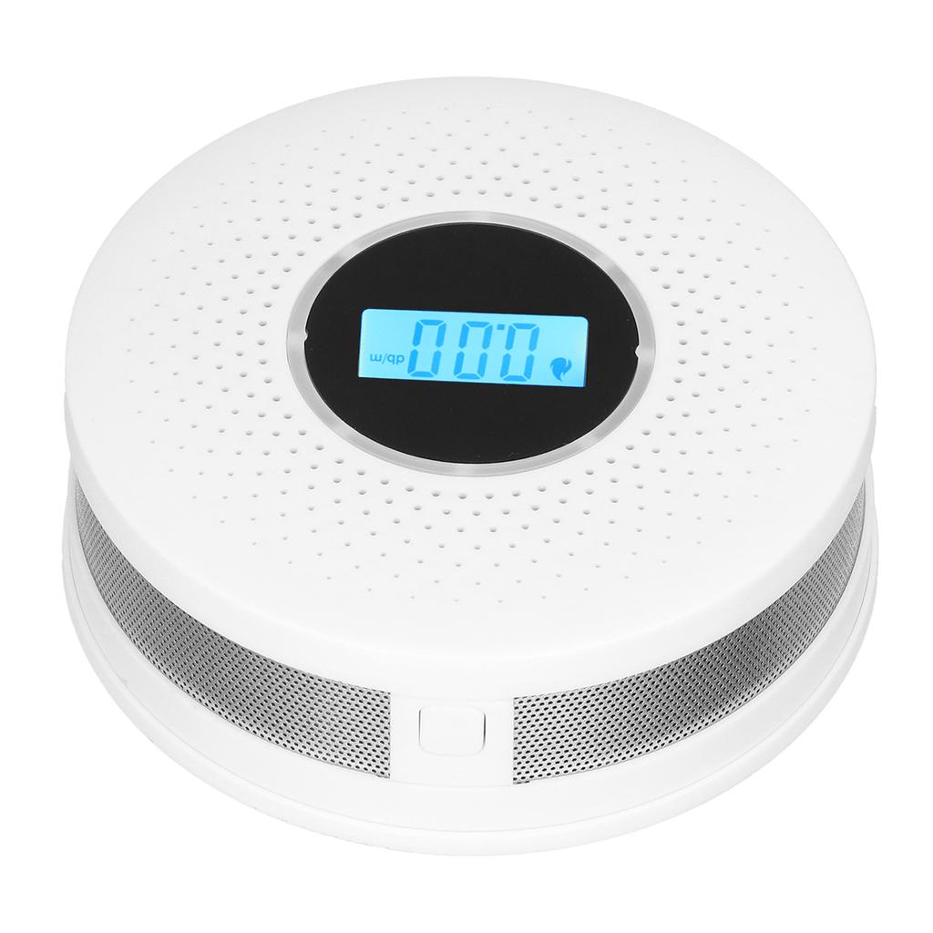 CO Smoke Combination Detector Photoelectric Sensor Sound Light Alarm LCD Display Safety Alert