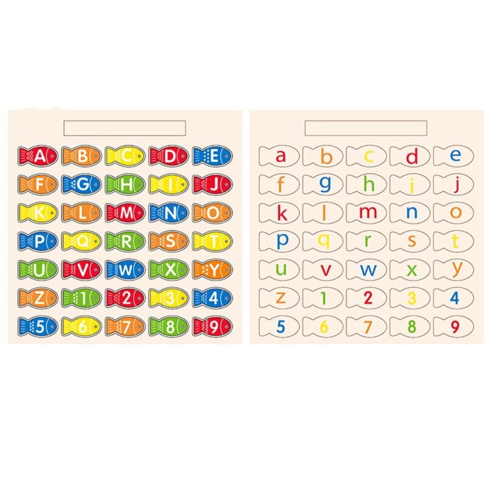 Wooden Kids Fishing Toys Letter Cognition Fishing Game Toy Letter Number Puzzle Birthday Gift