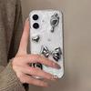 Electroplated Magic Mirror Butterfly Bow Love Phone Case for IPhone 16 Promax Drip Glue Sparkling Powder for Apple 17 Women's Edition