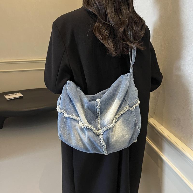 Большая джинсовая сумка-подушка Женская 2025 Новая Ретро Повседневная Сумка-тоут
