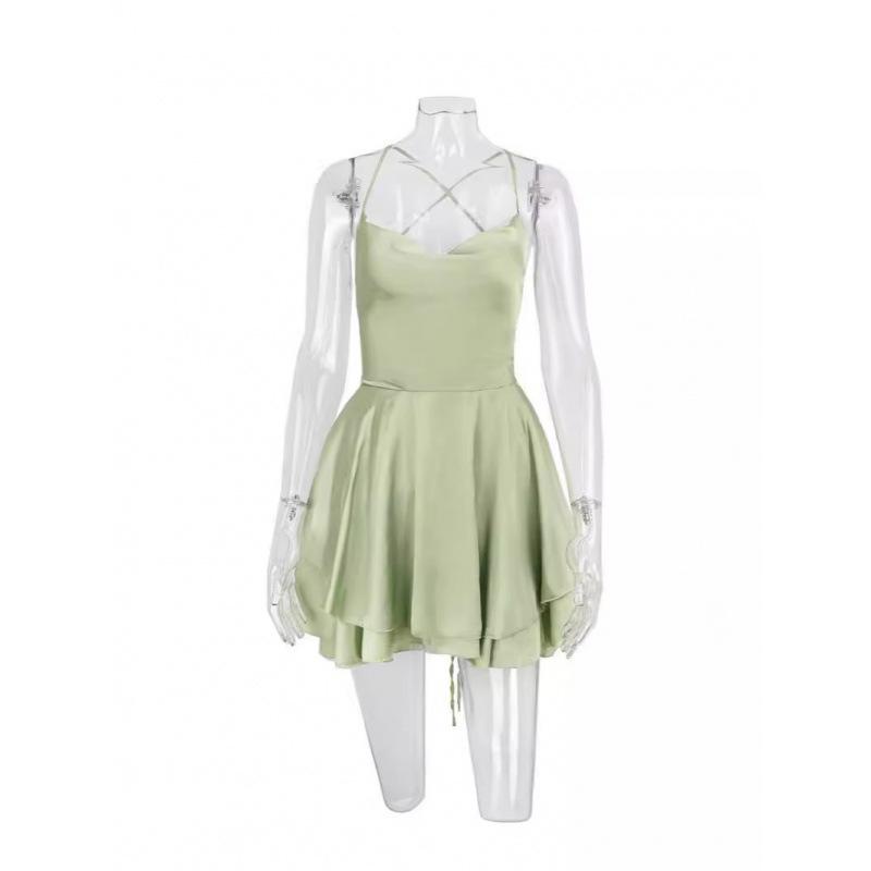 Женское сексуальное стильное атласное платье-халтер с бретелью через шею