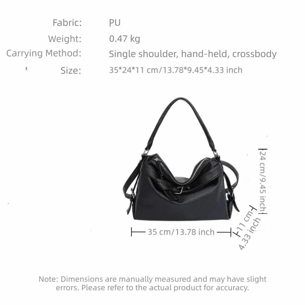 Large Capacity Motorcycle Shoulder Bag Soft Underarm Bag Leather Tote Bag Casual Commuting