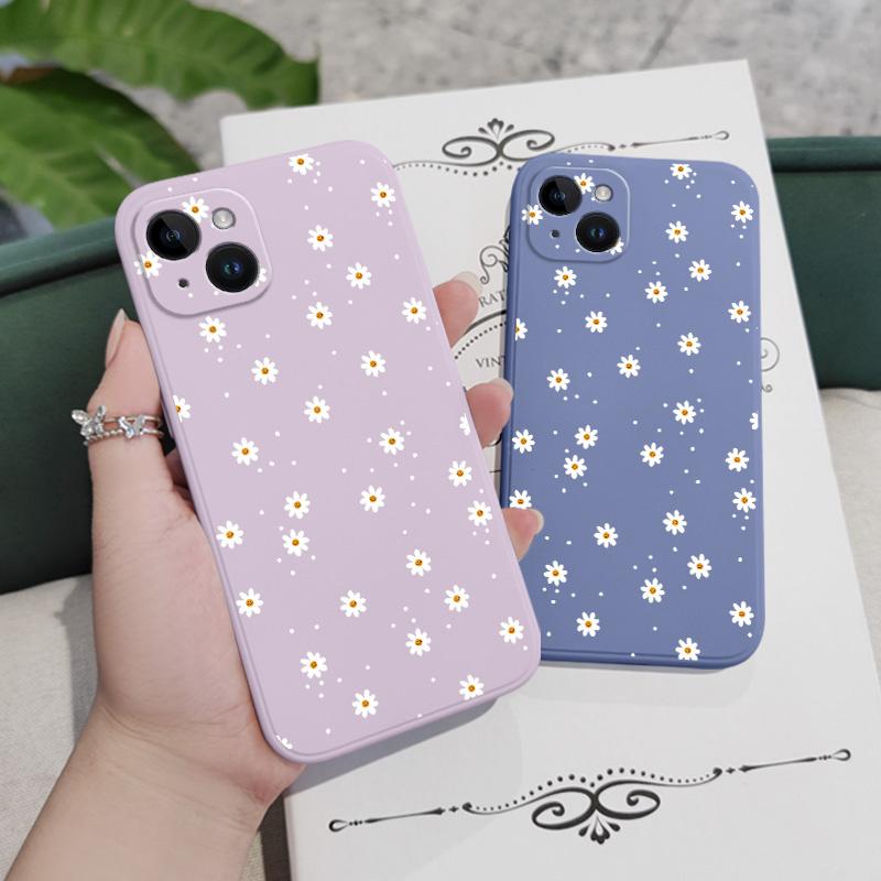Цветочный чехол с ромашками для iPhone 17 17 Air 16 15 14 13 12 11 X XR XS Plus Pro Max Mini Силиконовый чехол