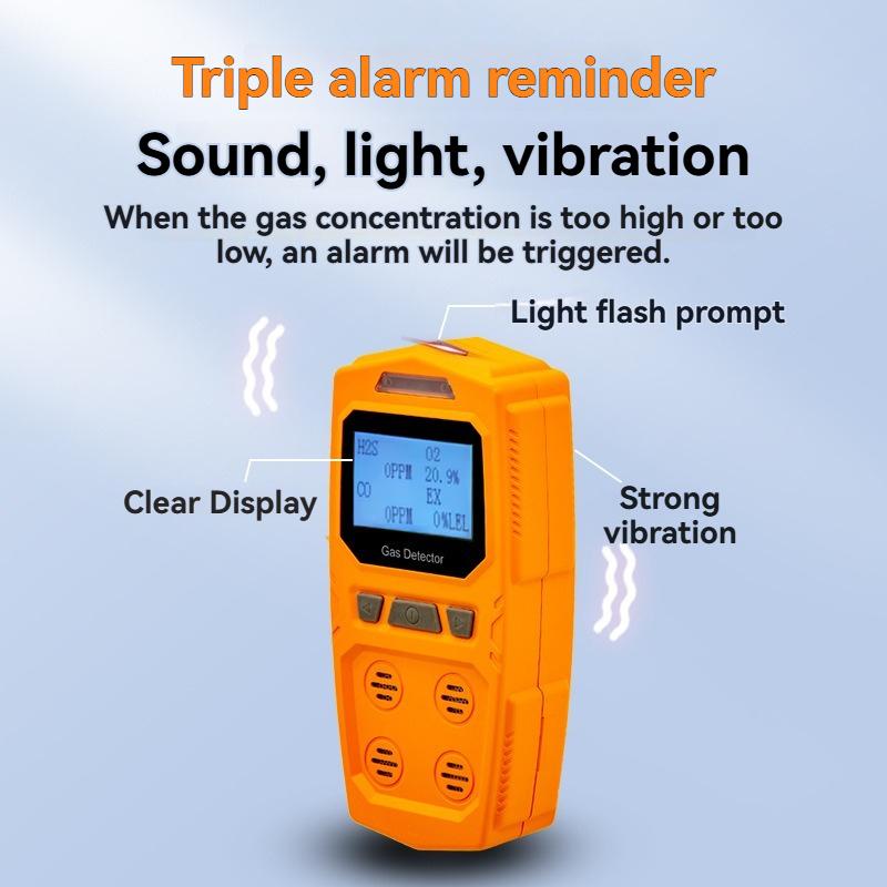 NEW High Precision 4-in-1 Gas Detector-Combustible & Toxic Hazardous Gas Meter O2 CO H2S Analyzer Portable Handheld Rechargeable