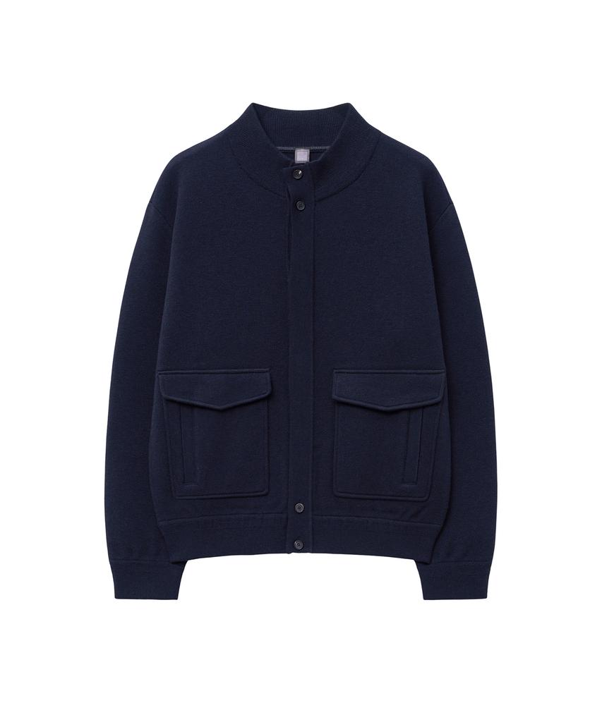Iolo Merino Wool A-One Knit Jacket_Dark Navy