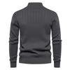 Men's Winter Solid Color Stand Collar Half Zipper Slim Fit Knit Long Sleeve Top