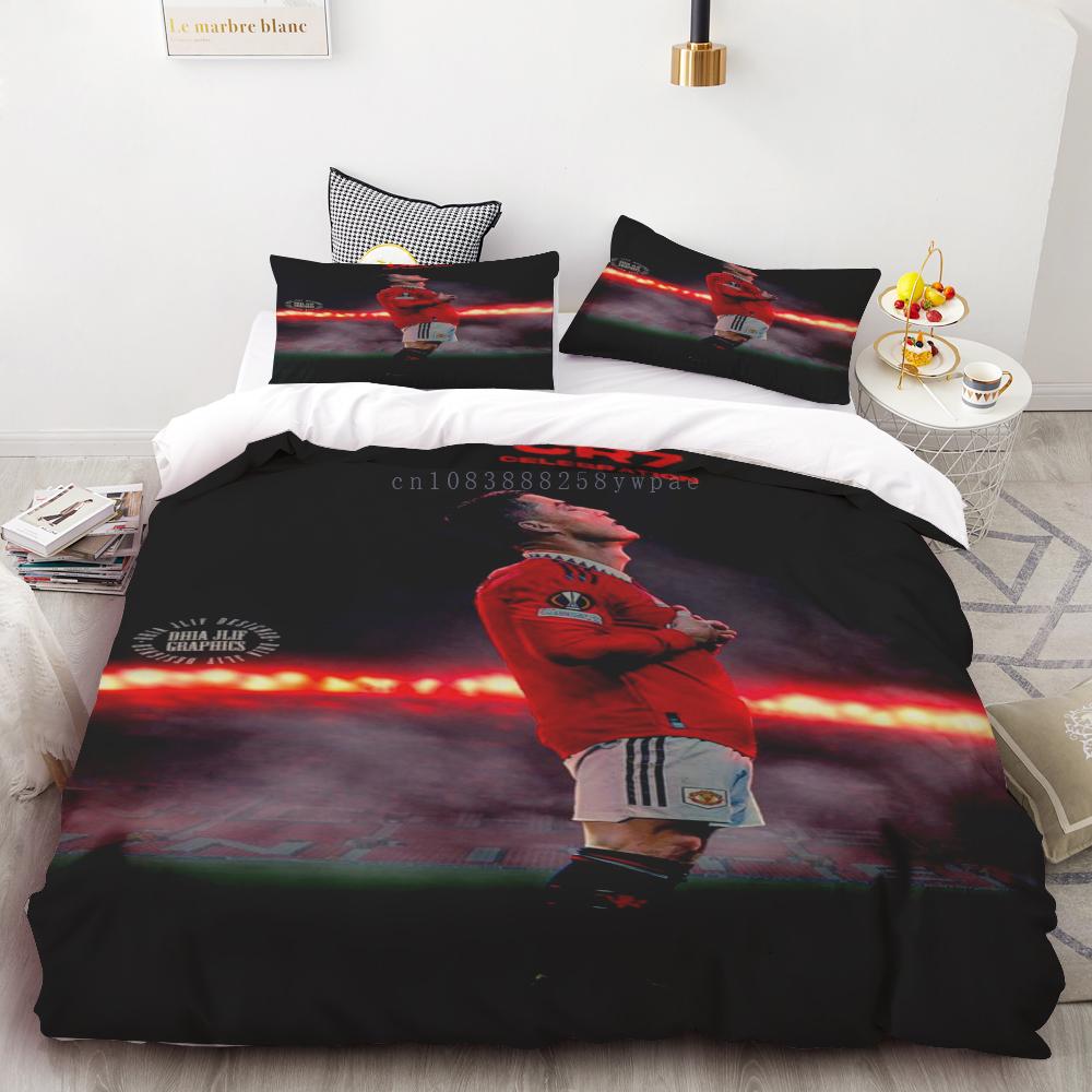 Комплект пододеяльника Ronaldo Idol Футбольная звезда 3D принт Мягкий чехол для одеяла для подростков Детей Мальчиков Девочек Мягкое постельное покрывало на молнии