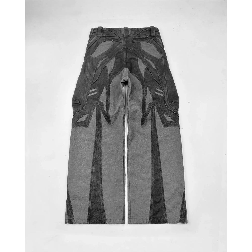 Черные рваные мешковатые джинсы Y2k Harajuku Hip Hop Брюки с высокой талией Новые готические ретро-джинсы Широкие штанины Уличная одежда