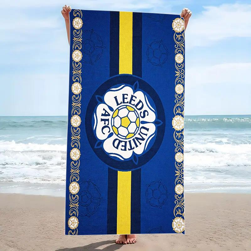 Пляжное полотенце с принтом Leeds United, Большое мягкое быстросохнущее полотенце для пляжа, кемпинга, плавания