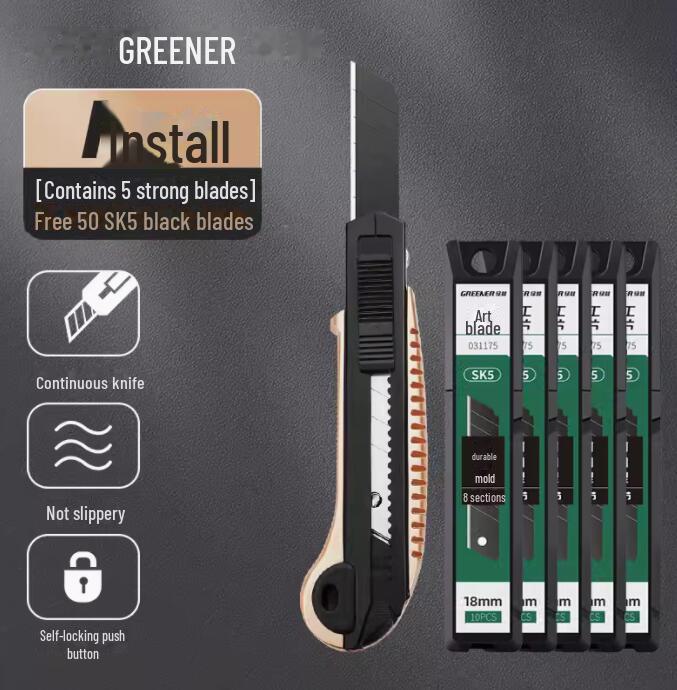 Green Forest Heavy-Duty All-Steel Utility Knife: Industrial-Grade, Thickened, Durable, Large Wallpaper & Paper Cutter
