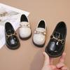 2025 Spring and Autumn Girls Black Leather Shoes Single Shoes Children's Princess Leather Shoes Boys British Style Small Leather Shoes Fashion Leathe