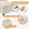 L-Shaped Corner Sofa, Convertible 3-Seater with Footstool, Cup Holder, USB Charger, Armrest Tray and 2 Cushions, Living Room/Office/Apartment, Beige