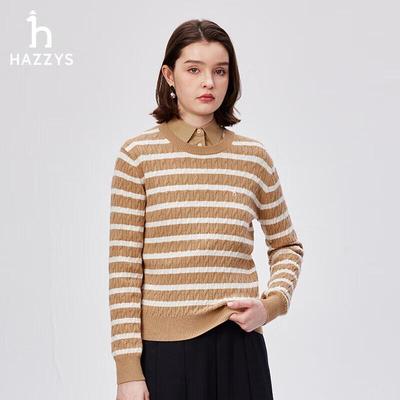Женский полосатый шерстяной джемпер HAZZYS