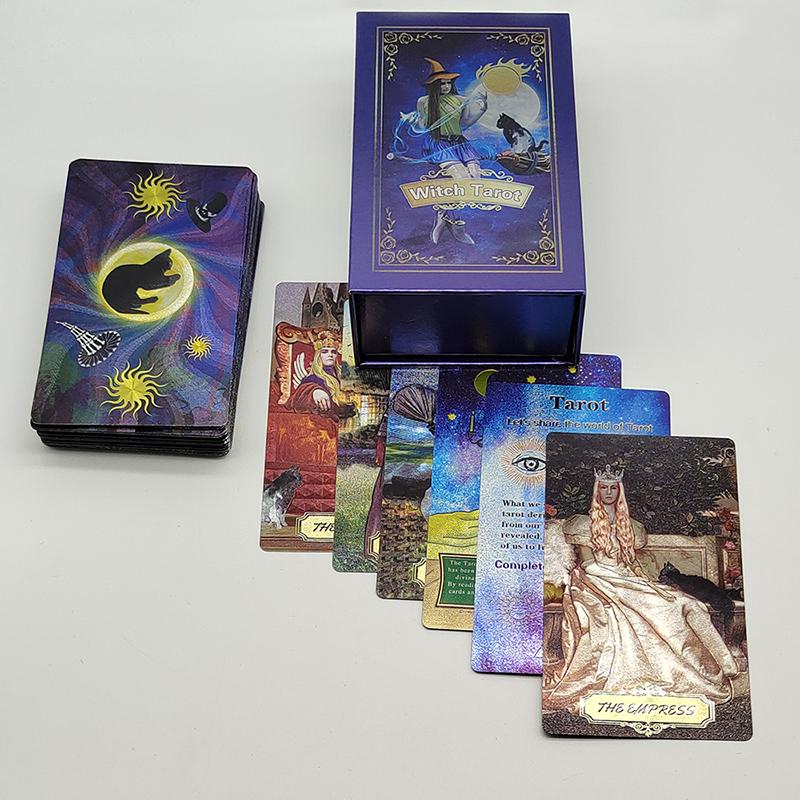 New Pattern Gold Foil Tarot Cards Witch Divine Predictive Board Game Waterproof Mystery Deck For Beginners And Collectors