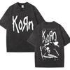 Korn Музыкальная группа Мировой тур Стиранные футболки Металл Винтаж Готика Хип-хоп Харадзюку Футболки Мужские Хлопок Большие футболки Уличная одежда